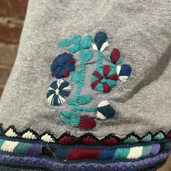 Free People Heather Grey Embroidered Tunic Size Small - Picture 3 of 5